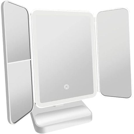 Rotatable Tri-Fold LED Makeup Mirror