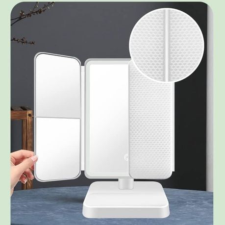 Rotatable Tri-Fold LED Makeup Mirror